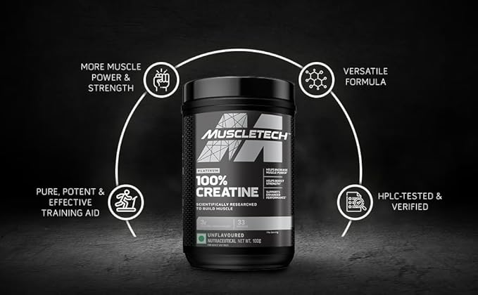 MuscleTech Platinum 100% Creatine Powder (Unflavoured - 250 Gram,83 Serves), Scientifically Researched to Build Muscle - Increase Muscle Power, Boost Strength & Enhance Performance, 1 count, 83 servings