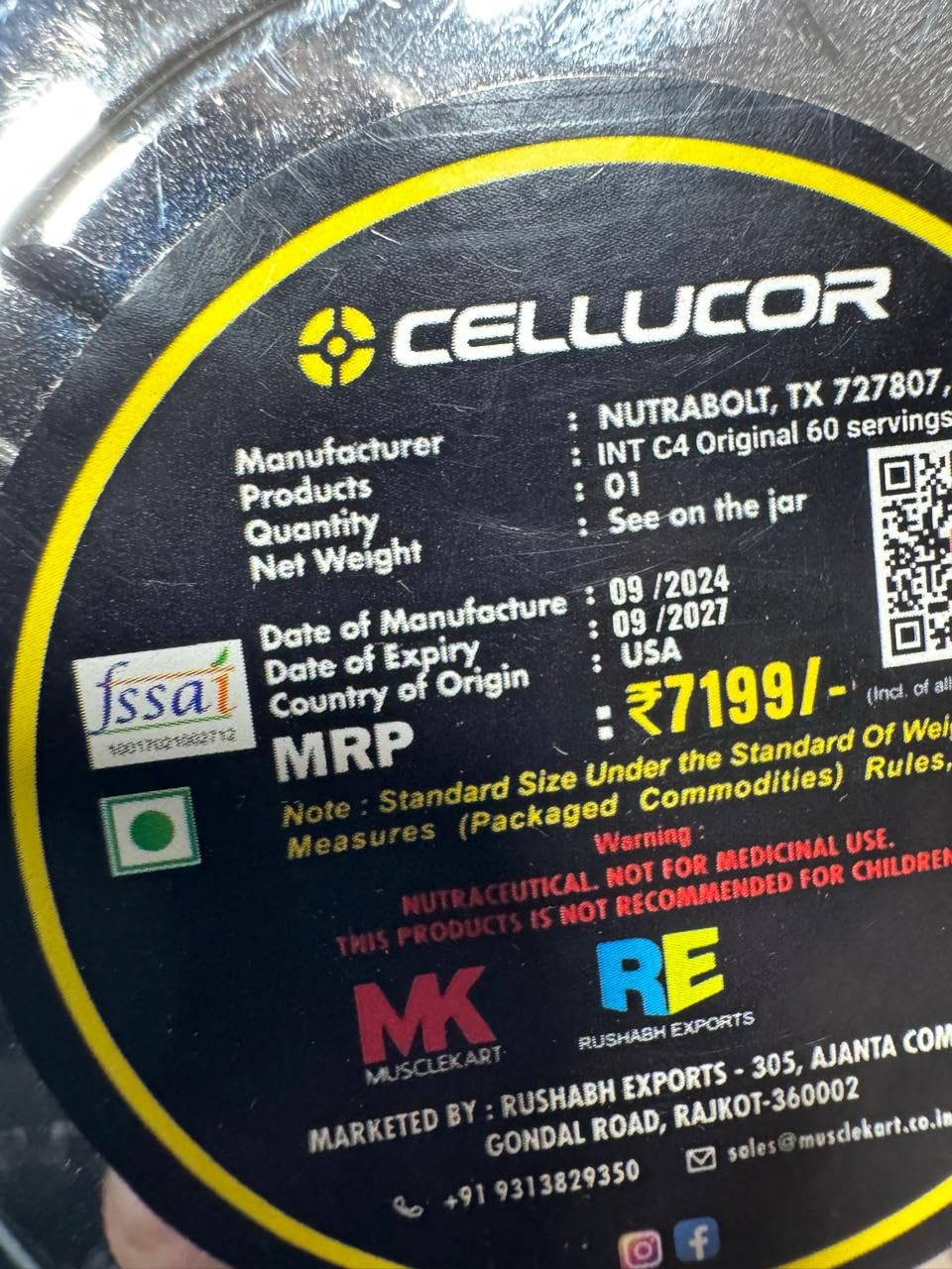 Cellucor C4 Original Pre Workout Powder Sugar Free for Men & Women (60 Servings, Watermelon)