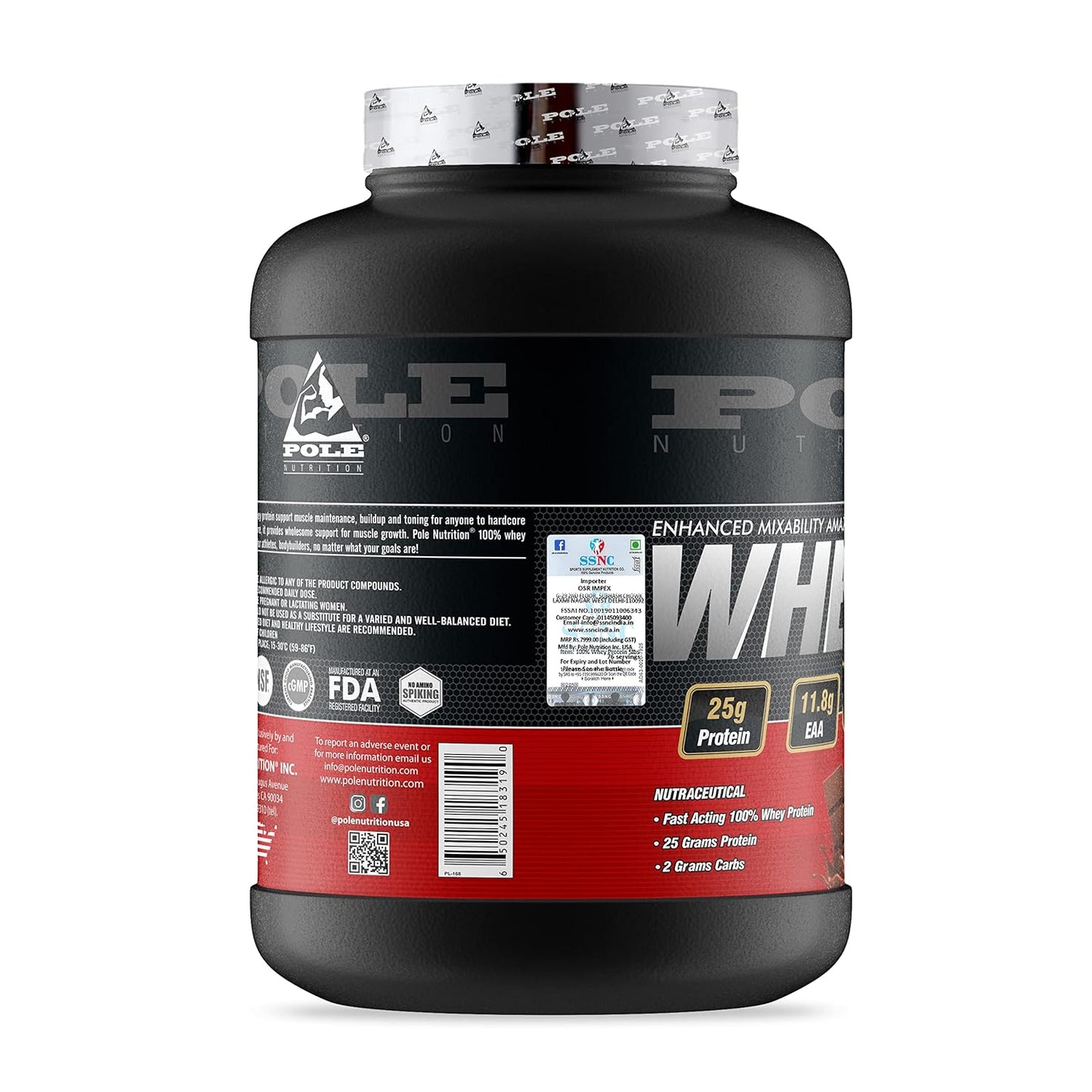 POLE NUTRITION PRO6 100% Whey Protein Powder - Rich Chocolate Flavour, 5 Lbs - 25G Protein, 11.8G Eaa