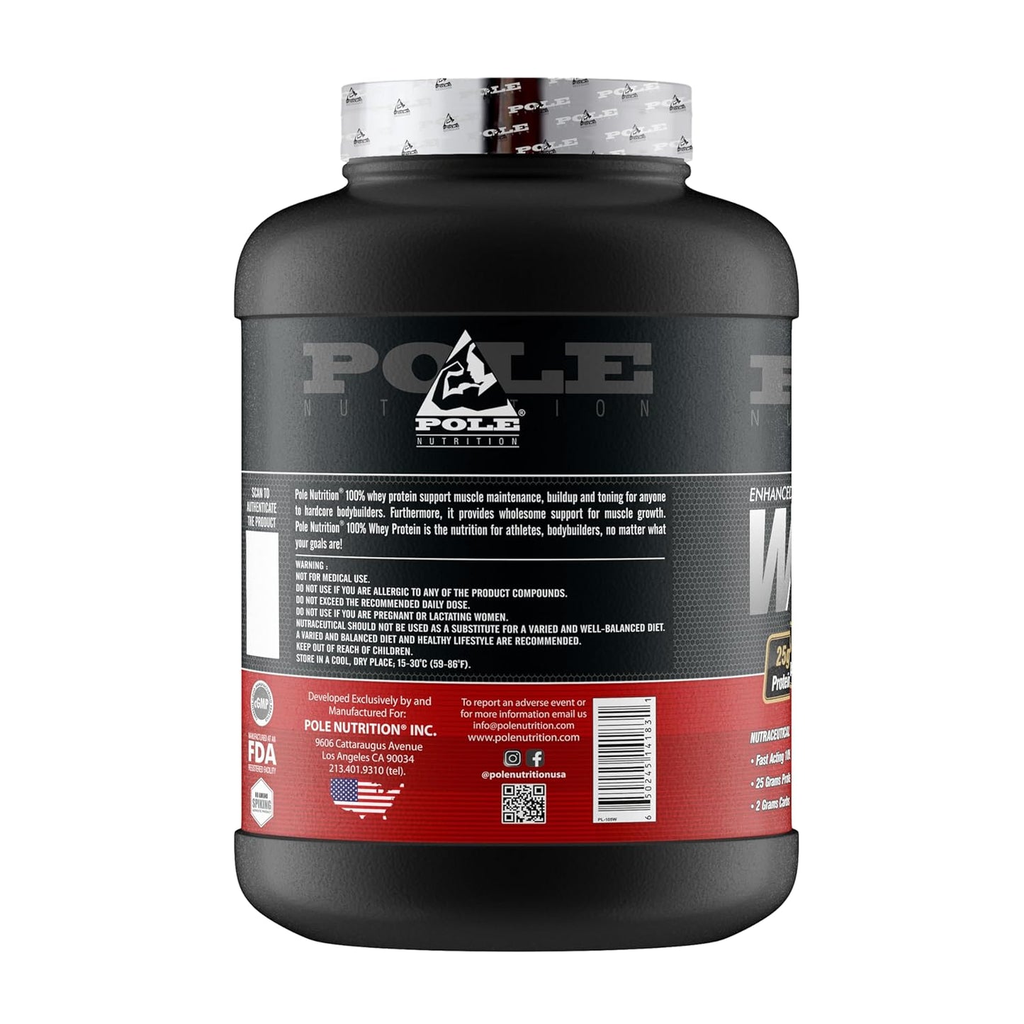 POLE NUTRITION PRO6 100% Whey Protein Powder - Rich Chocolate Flavour, 5 Lbs - 25G Protein, 11.8G Eaa