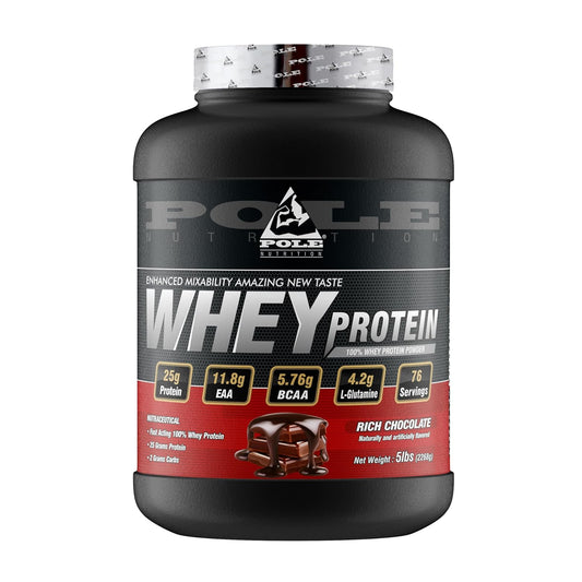 POLE NUTRITION PRO6 100% Whey Protein Powder - Rich Chocolate Flavour, 5 Lbs - 25G Protein, 11.8G Eaa