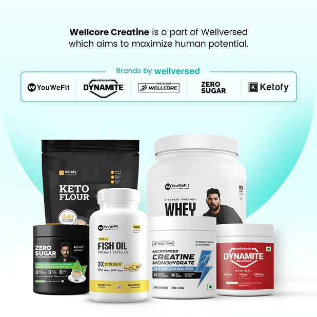 Wellcore - Pure Micronised Creatine Monohydrate (122g, 33 Servings) Fruit Fusion