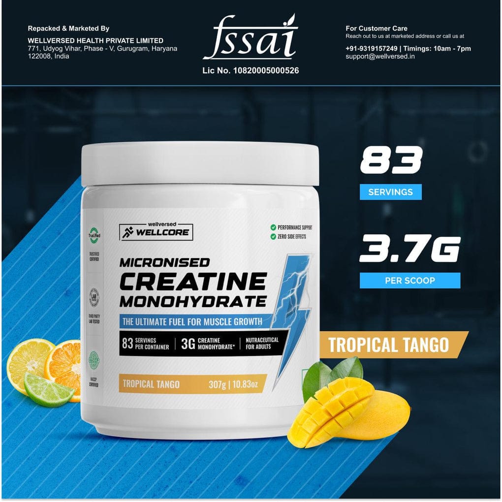 Wellcore - Pure Micronised Creatine Monohydrate (307g, 83 Servings) Tropical Tango