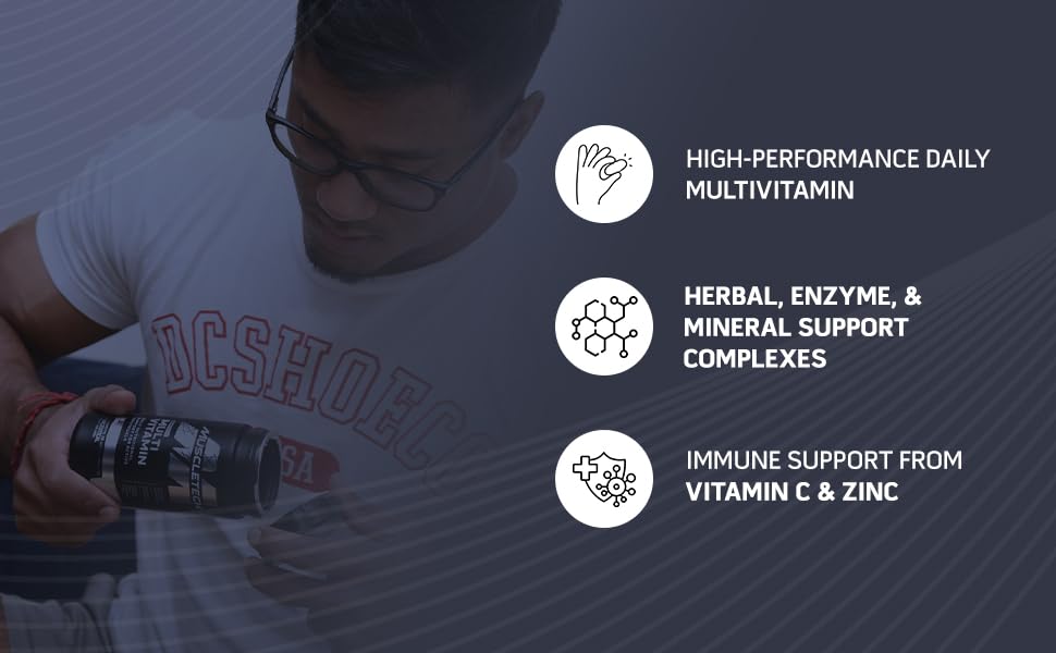 MuscleTech Platinum Multivitamin,Vitamin C for Immune Support,18 Vitamins & Minerals,60 Tablets, 150 grams