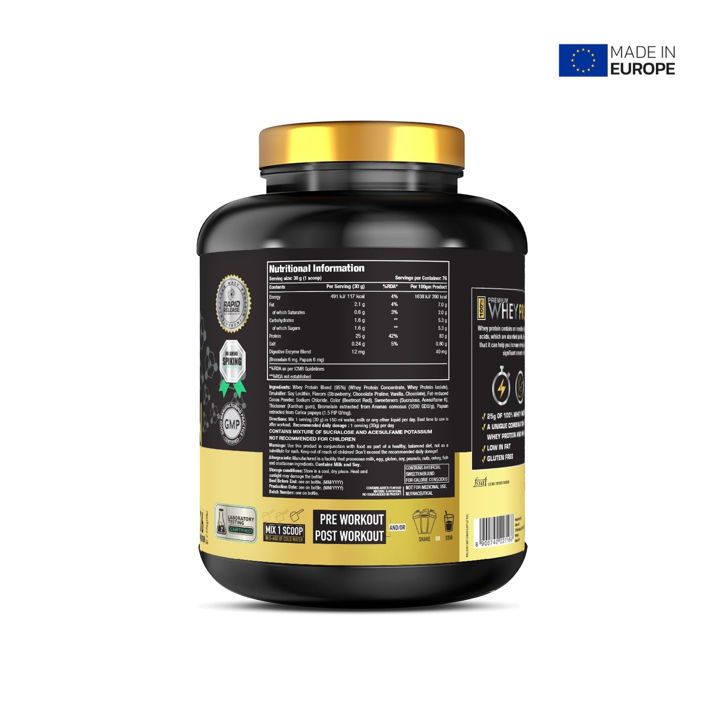 One Science Nutrition (OSN) Premium Whey Protein [Grass Fed Whey] - 25g Protein, 6.6g BCAA & 5.2 gms L-Glutamine | Refuels & Repairs Muscles (5 lbs, Neapolitan Ice Cream)