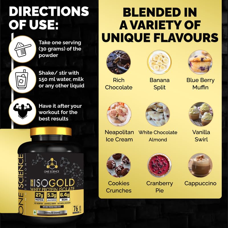 One Science Nutrition (OSN) 100% Iso Gold Whey Protein 5 lbs [Grass Fed Whey]- 27g Protein, 5.3g Glutamine, 6.4g BCAA - Chocolate Charge