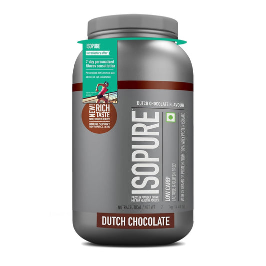 ISOPURE [Whey Protein Isolate Powder, 4.40 lbs/2 Kg (Dutch Chocolate), Low carbs, Lactose-Free Vegetarian protein for Men & Women] with FREE Optimum Nutrition Micronised Creatine Powder, 250g