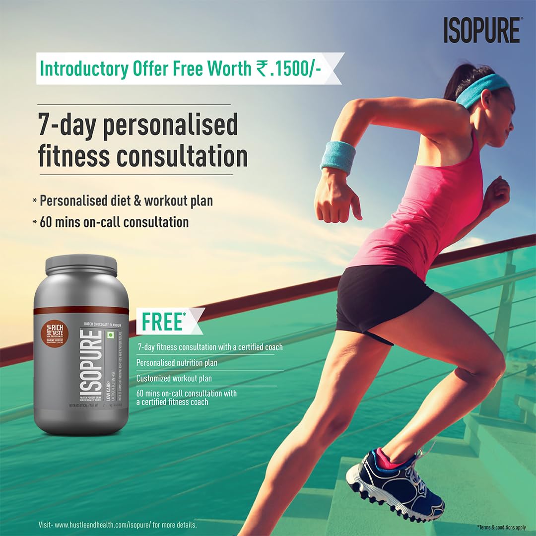 ISOPURE [Whey Protein Isolate Powder, 4.40 lbs/2 Kg (Dutch Chocolate), Low carbs, Lactose-Free Vegetarian protein for Men & Women] with FREE Optimum Nutrition Micronised Creatine Powder, 250g