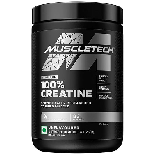 MuscleTech Platinum 100% Creatine Powder (Unflavoured - 250 Gram,83 Serves), Scientifically Researched to Build Muscle - Increase Muscle Power, Boost Strength & Enhance Performance, 1 count, 83 servings