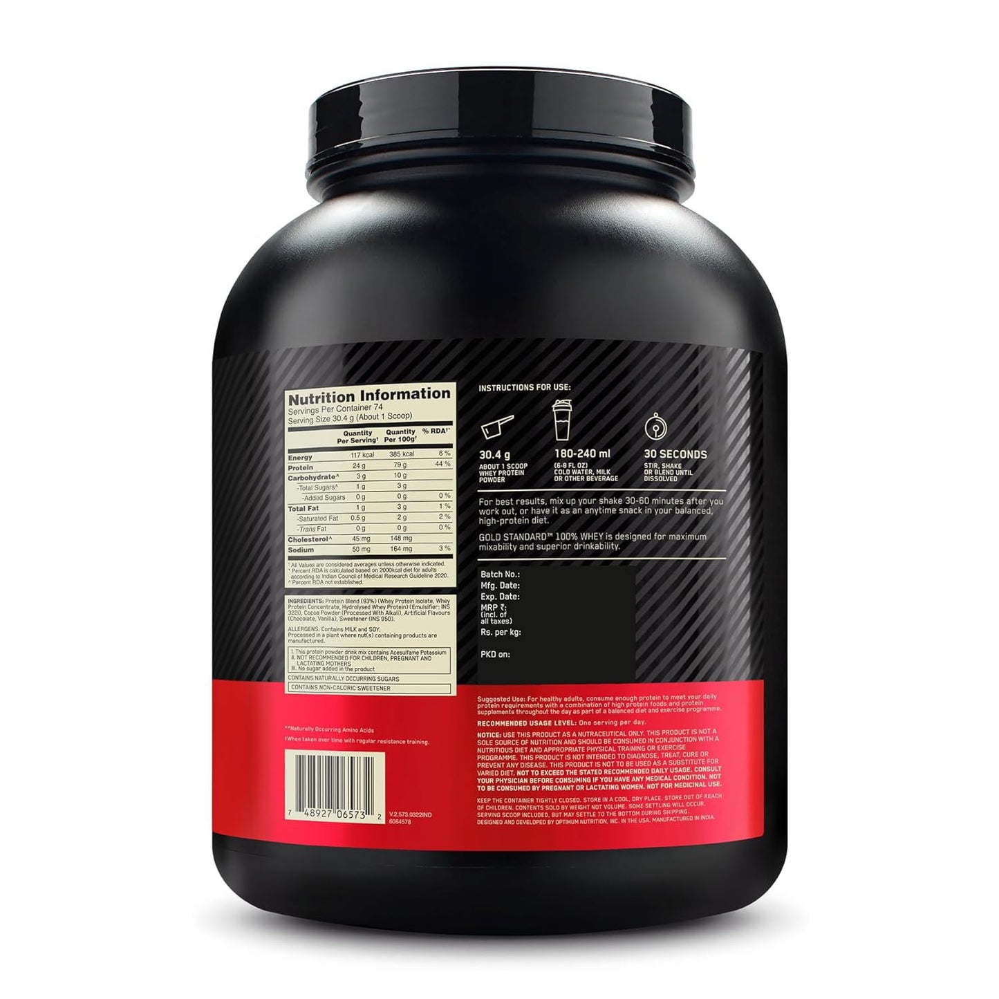 ON Gold Standard 100% Whey Protein Powder | Double Rich Chocolate | 5 lbs