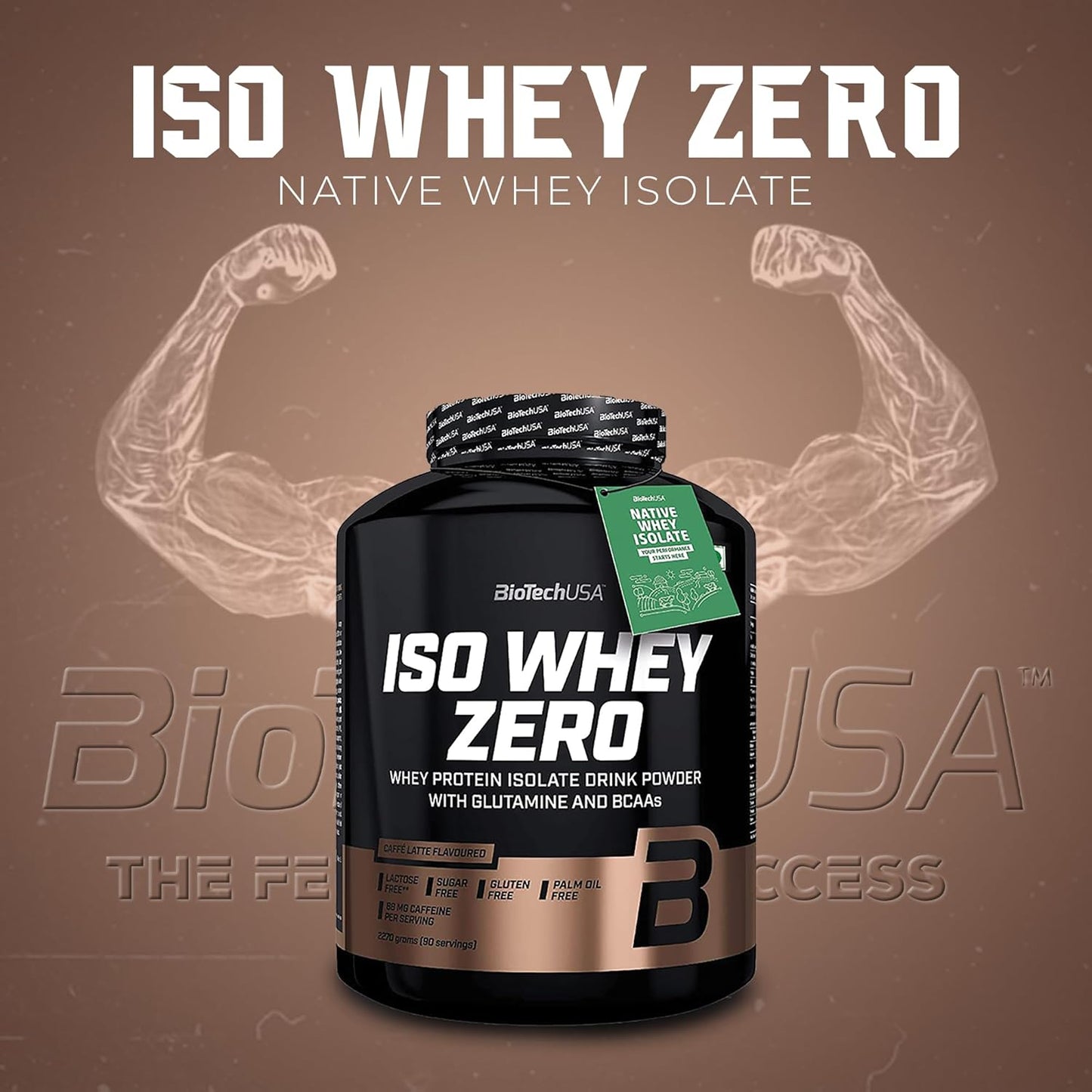BiotechUSA ISO WHEY ZERO | Caffe Latte | Isolate Protein with 4.5 g BCAA | 2270g Pack | 21g Protein Per Scoop | 5 LBS
