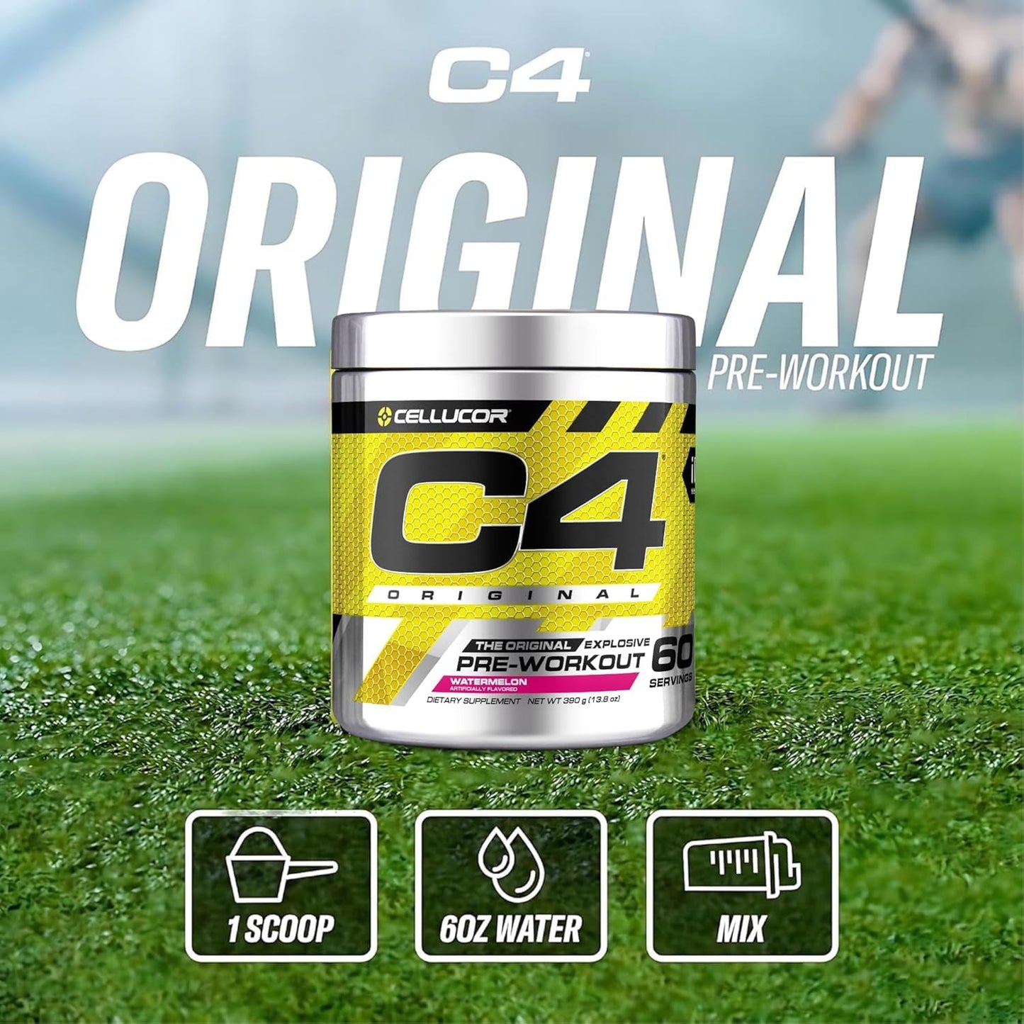 Cellucor C4 Original Pre Workout Powder Sugar Free for Men & Women (60 Servings, Watermelon)